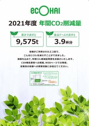『宅配業界のLCC エコ配』　「CO2削減証明書」の発行開始！