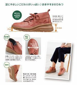 スナフキンとリトルミイ、それぞれの秋のシーンを型押しした、＜スナフキン/リトルミイ＞森のおさんぽ 足にやさしい4Eレザーショートブーツ新発売！