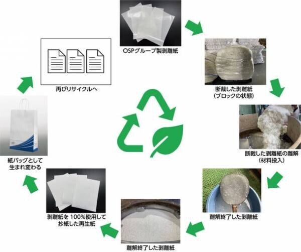 シール・ラベルの剥離紙(セパレーター)を原料とした再生紙の開発に成功