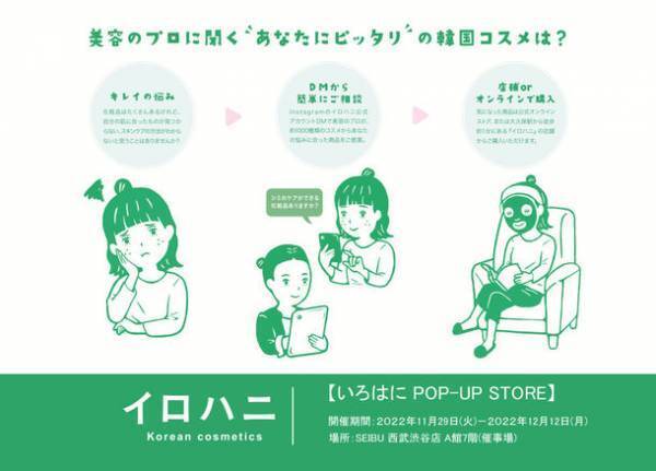 韓国コスメセレクトショップ「イロハニ」が西武渋谷店の催事場にPOP UP STOREを11/29～12/12に開催
