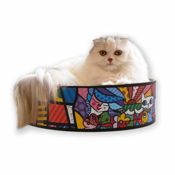 ポップアーティスト「ロメロ・ブリット」のアートをまとった限定デザインの猫用バリバリボウル、バリバリベッドが登場