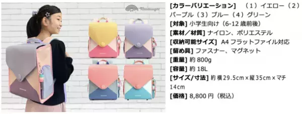 小学生の通学カバンに新しい選択肢を！デザインと機能性を追求した「なないろキッズリュック」などランドセル型リュックが販売数6,000個を突破