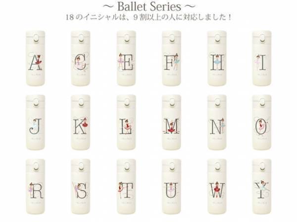 「あなたのイニシャルあったよ！」Shinzi Katohが描く、18種のイニシャル・バレエ柄のステンレスボトル発売開始！