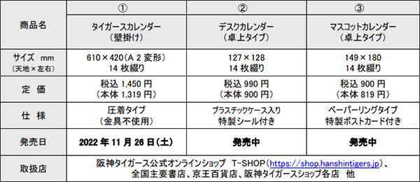 「阪神タイガース カレンダー 2023（壁掛けタイプ）」11月26日（土）から発売開始！！～企画ページは投手部門3冠の青柳選手の特別カレンダー！！～