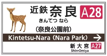 近鉄奈良駅の副駅名に「奈良公園前」を設定します