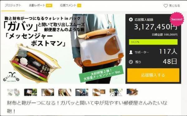 財布と鞄が一つに！ガバッと開く郵便屋さんみたいなカバン「メッセンジャーポストマン」プロジェクト開始1週間で目標金額3,000％を達成！1月16日まで先行予約販売中