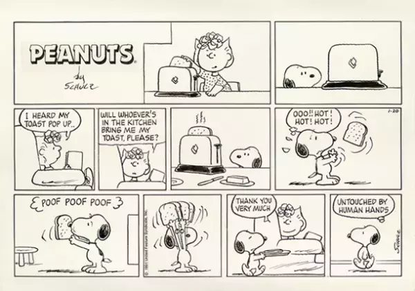 スヌーピーミュージアム新企画展「きみの大好物はなに？」～Food in PEANUTS～　2023年1月14日(土)～2023年7月9日(日)で開催　食を楽しむ ピーナッツ・ギャングのエピソードを貴重な原画で紹介