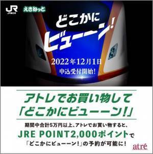 アトレのお客さま 1,532名が『どこかにビューーン！』で新幹線の旅へ！【2022/10/1～11/30実施】JR東日本とのタイアップキャンペーン　アトレでお買い物して「どこかにビューーン！」　結果レポート
