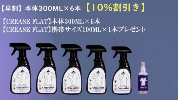 【Crease Flat】吹きかけるだけのスプレーアイロン　12月26日に応援購入サービスを開始