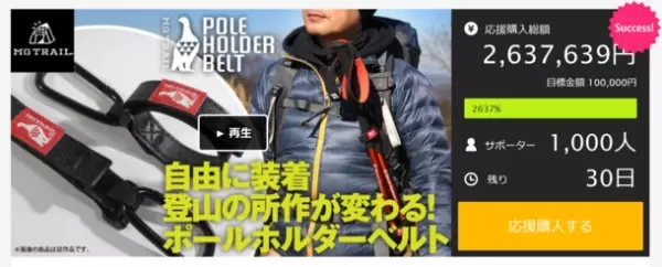 登山のストレスを解消！「トレッキングポールホルダーベルト」の先行販売をMakuakeにて3月21日(火)まで実施！