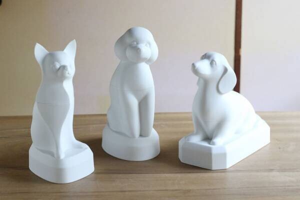 2023年1月販売開始・磁器彫刻作家作品　チワワ、トイプードル小型犬用ペットお骨壷
