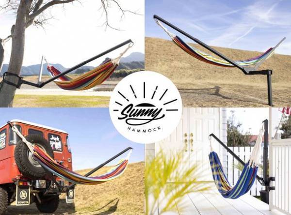 車のヒッチメンバーや柱に取り付けるハンモックアーム『サニーハンモック』2023年3月 本格販売スタート！静岡県三島市のカスタムバイクショップによる日本初*の完全国産品