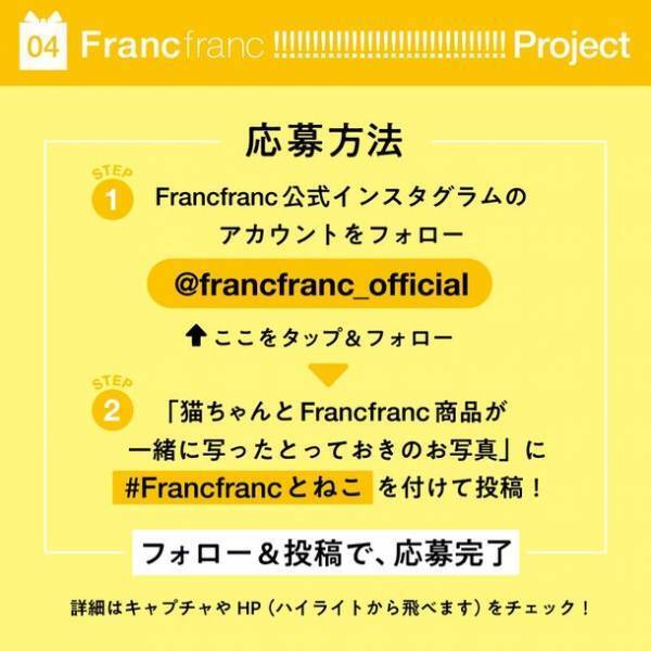 2月22日「ねこの日」を記念して、Francfrancがみんなの愛猫を大募集！「あなたの愛猫がモデルデビュー！」写真展のモデル猫募集キャンペーン開始