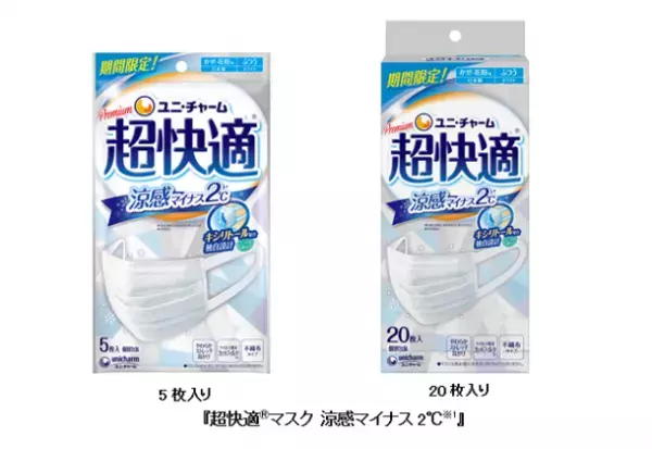キシリトール配合で表面温度を下げる『超快適(R)マスク 涼感マイナス2℃※1』を期間限定品として発売