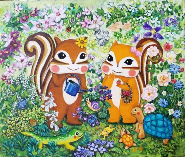 “りすを描く作家”で知られる藤岡ちさ氏の新作絵画展「りすギャラリー＜春の庭＞」が3月21日まで伊勢丹新宿店で開催