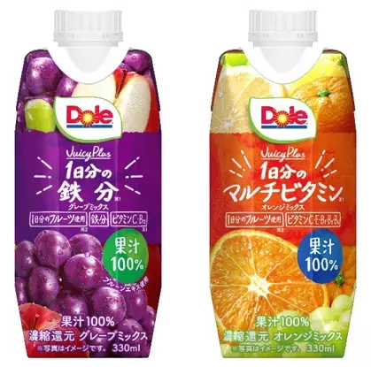 ココロも、カラダも、満たされる。『Dole(R) Juicy Plus １日分の鉄分』『Dole(R) Juicy Plus １日分のマルチビタミン』