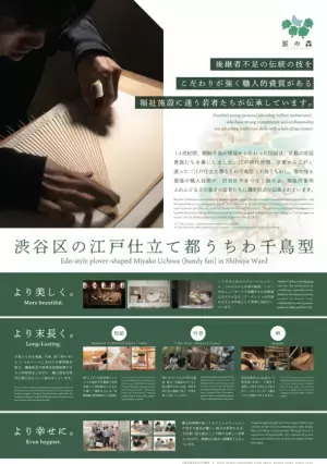 障がい者の伝福連携作品「江戸仕立て都うちわ千鳥型(千鳥うちわ)」　渋谷区役所にて展示紹介を開始