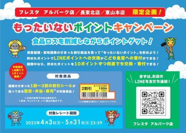 LINEで食品ロス削減！スーパーマーケット「フレスタ」が広島市の3店舗で「もったいないポイントキャンペーン」を実施