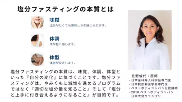 “むくみ、高血圧に効果を実感”　医師監修「3日間の塩分ファスティング」を実践した男女50名のモニター結果中間発表