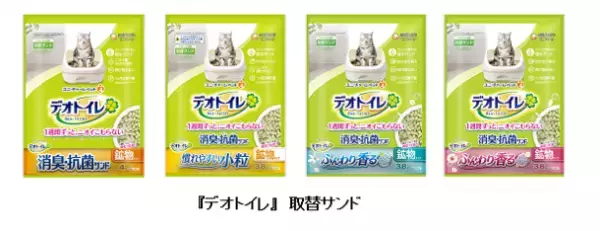 猫用システムトイレ『デオトイレ』の取替サンド改良　撥水力24％アップ※1で消臭力を強化