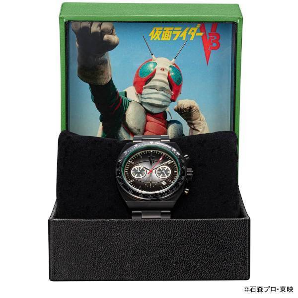 『仮面ライダーV3』生誕50周年を記念して「ダブルタイフーン」をモチーフに大人の黒で仕上げた腕時計が登場！
