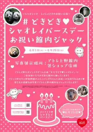 アトレ上野×シャオシャオレイレイ誕生日記念！#どきどきシャオレイバースデー　約200点以上の写真がアトレ上野館内をジャック！