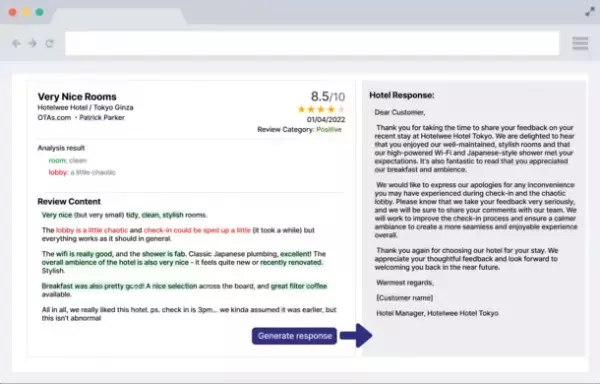リベリウス・テクノロジー、ChatGPTを活用したホテル旅館向けスマート・レピュテーションサービス「Hotelwee」β版の提供開始