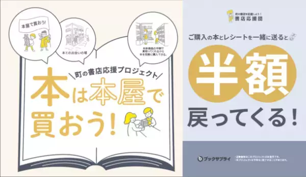 【全国初】本屋さんで新刊本を購入することで半額が戻ってくるキャンペーン実施　～あなただから出来る、書店応援～