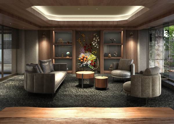 ～花の宝塚に相応しい、華やぎある共用空間を演出～新築分譲マンション「シエリア宝塚」のエントランスホールとラウンジのフラワーアートを日比谷花壇がデザイン監修