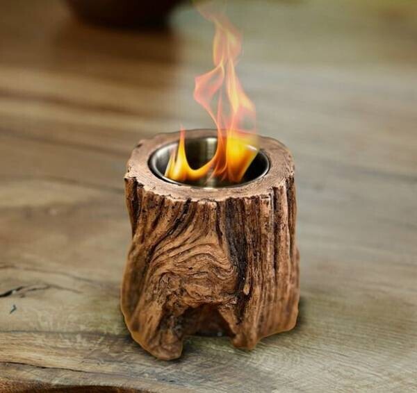 切り株のようなワイルドなデザインの小さな焚き火台『MINI FIRE STUMP』Makuakeで先行販売開始