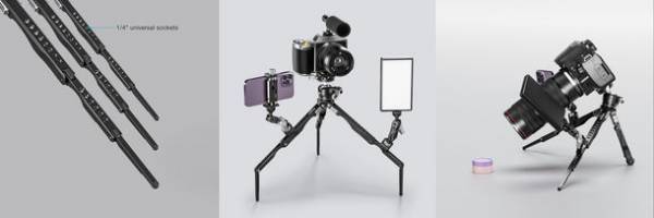 Leofoto(レオフォト)、周辺機器取り付け1/4インチネジ穴は驚異の42か所！脚段数が3段に進化した画期的なスパイダーミニ三脚「MT-04 ミニ三脚」を7月31日に発売