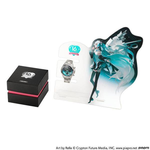 『初音ミク』の16周年を記念した「初音ミク×セイコー Happy 16th Birthday ウオッチ」が登場！全高約24cmの展示用アクリルスタンド付き