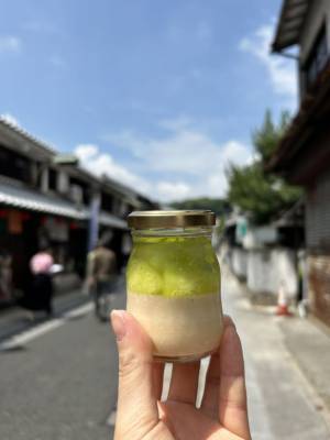 倉敷美観地区のご当地プリン専門店「倉敷プリン」に、幻のメロンと言われる岡山県産足守メロンを使った夏季限定プリンが新登場