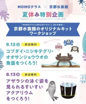 『MOMOテラス』×『京都水族館』　「水の生きものも、もっと！知ろう」キャンペーンを8/1～31開催
