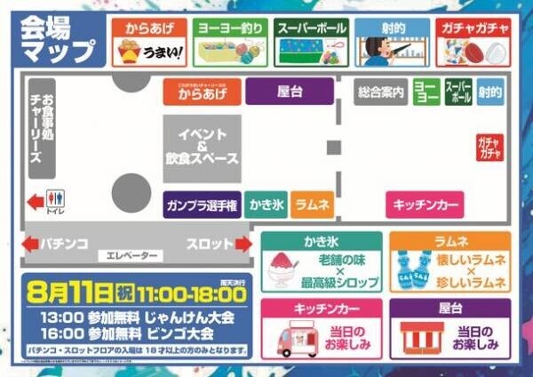 パチンコホール「コトブキプラス」が1周年記念縁日「変なまつり～この夏“みず”には終われない！」を8/11に開催