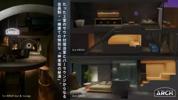 東京・神楽坂の秘湯。会員制・泊まれるプライベートサウナ「ブティックサウナARCH」1周年を記念し、法人向けプランなどMakuakeにて最大70％オフの特別限定プランを8/7より販売開始