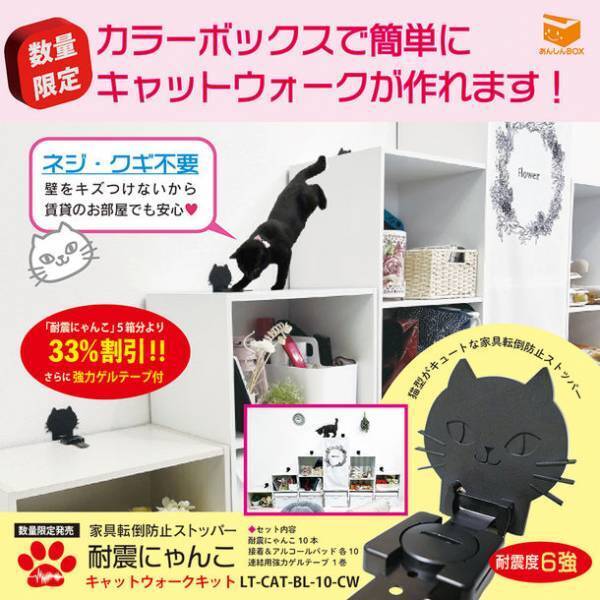 カラーボックスで簡単“キャットウォーク”が自作できるキットが8/3(木)より数量限定で発売！穴空け不要で賃貸でもOK