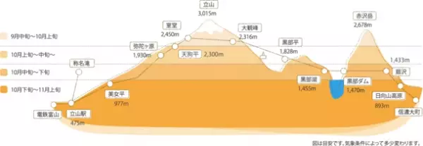 立山黒部アルペンルートの最新紅葉情報を8月下旬から11月上旬まで公式サイト・SNSで公開中！