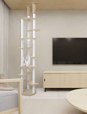 お客様のDIYから誕生！木目が美しい日本製キャットタワーが新発売！