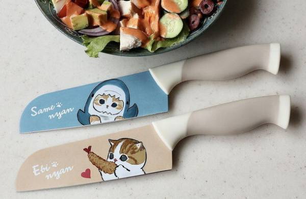 mofusand「サメにゃん」や「えびにゃん」が描かれた三徳包丁を11月1日に発売！