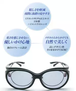 メガネの上からサングラス　夜間運転に最適な女性のためのオーバーグラス　Makuakeにて先行予約販売を9/20に開始