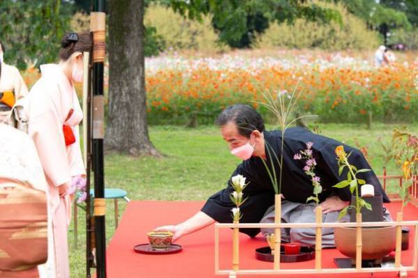 「当日券」を会場で販売！当日参加できる茶道プログラムを多数ご用意！開催間近！「東京大茶会2023」10月14・15日(浜離宮恩賜庭園)、10月21・22日(江戸東京たてもの園)お菓子は「懐紙」と「菓子切り」を添えて提供するので、茶道未経験者も気軽に参加できます！