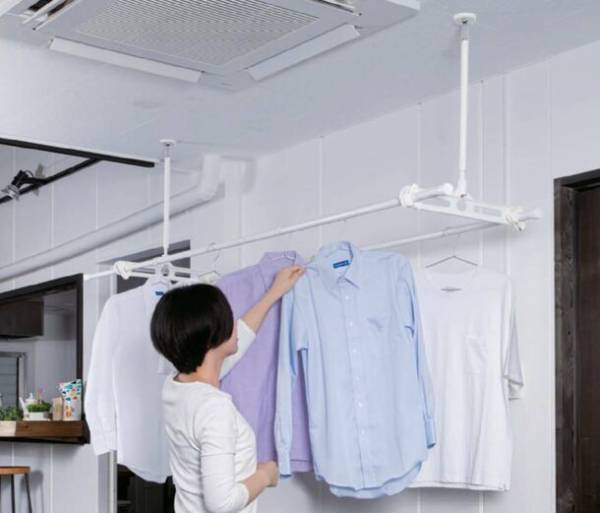 室内干しでたくさん干せる!吊下型室内物干し9月18日発売　干し終わったあとは取外せるので邪魔になりません