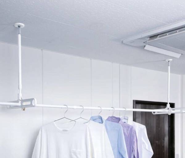 室内干しでたくさん干せる!吊下型室内物干し9月18日発売　干し終わったあとは取外せるので邪魔になりません