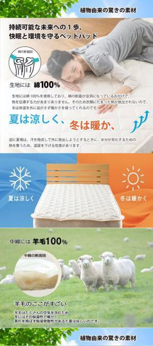 寝具業界初！自然に還る素材を使用したCNFベッドパッド　浜松で作られた日本製でへたりくくオールシーズン使用可能！