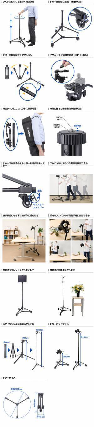 60年以上の歴史を誇る三脚ブランドVelbon（ベルボン）より、ブレの少ないスムーズな動画撮影や様々なアングルでの撮影が手軽にできる軽量コンパクトな「ドリーポッド」2種を新発売！