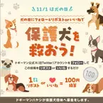11月1日は犬の日！フォロー＆リポストorいいねで保護犬団体へ寄付ができる　ドギーマンの公式X(旧：Twitter)にて募金キャンペーン実施