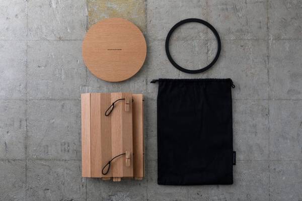 家と外で美しく機能的なアウトドアブランド「IKIKI」　折りたためる木製ゴミ箱「Foldable Cord Bin」2024年3月発売