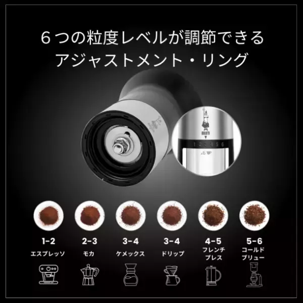 エスプレッソ、ドリップコーヒーなどこだわりのコーヒーを手軽に楽しめる！ビアレッティのコーヒーグラインダー「マチーナ カフェ」、2023年12月下旬より発売