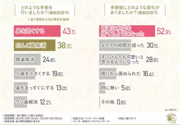 【鼻の整形に関する調査】8割以上が鼻整形に満足していると回答！